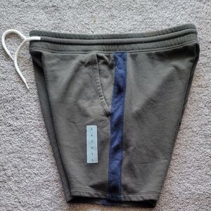 Casual Green Shorts with Blue Stripe